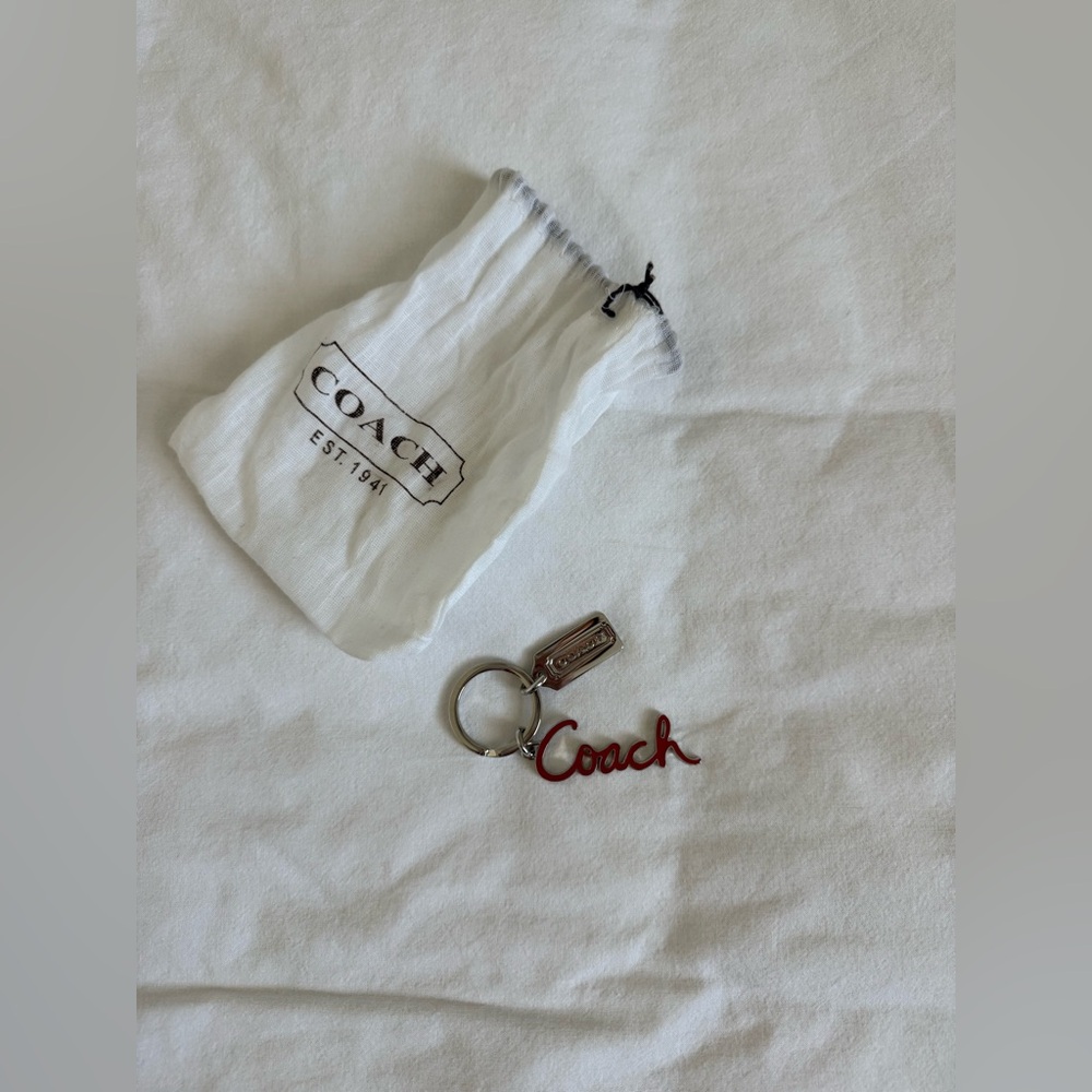 Coach Red Script Keychain (Style F92111) NEW